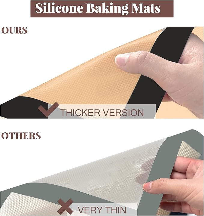 Silicone Baking Mat, 3 Pack Reusable Baking Mat, Non-Stick, Food Safe Silicone Mats for Baking, Oven Baking Sheet for Making Cookies, Macaroons, Bread - Image 7