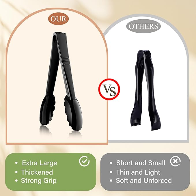 Mwellewm 40 Pcs Plastic Tongs for Serving Bulk 9 Inch Serving Disposable Tongs, Plastic Serving Utensils, Heavy Duty Salad Tongs for Kitchen Buffets BBQ Events Catering - Image 7