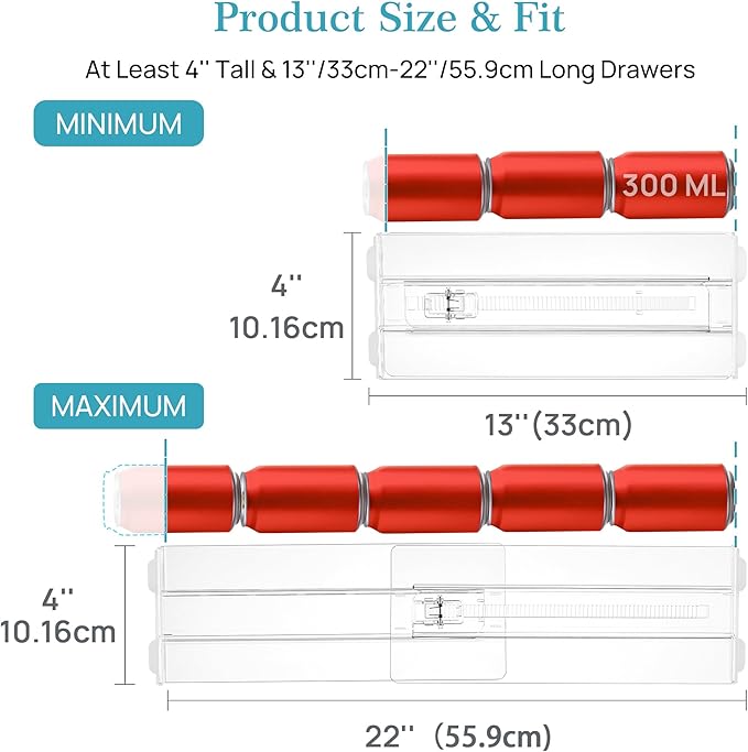 Vtopmart 12 Pack Drawer Dividers for Clothes, 4" High 13"-22" Adjustable Expandable Dresser Drawer Organizer, Clear Plastic Separators for Dresser, Baby Clothing, Underwear, Cosmetic, Toiletries - Image 9