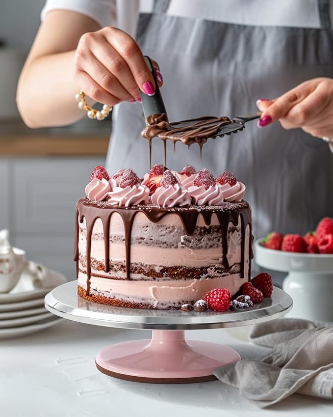 Kootek Aluminium Cake Turntable Set, Baking Tools with Revolving 12" Cake Stand for Decorating, 12.7" Offset Spatula, 3 Stainless Steel Frosting Icing Smoother, Cake Serve Cake Decorating Kit Supplies - Image 6