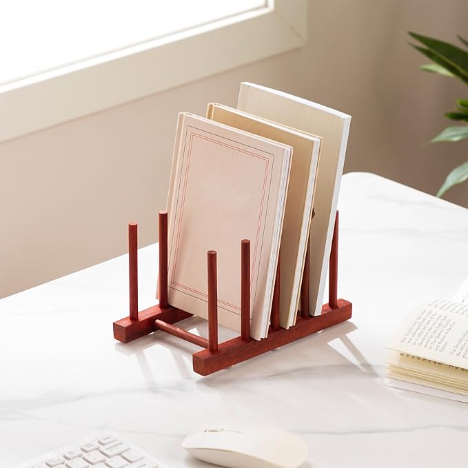 HBlife Rosewood Wooden Dish Drying Rack - Home and Kitchen Organizer for Cups, Bowls, Pots, Lids, Cutting Boards & Plates Space-Saving for Cabinets Counters (4 Slots)