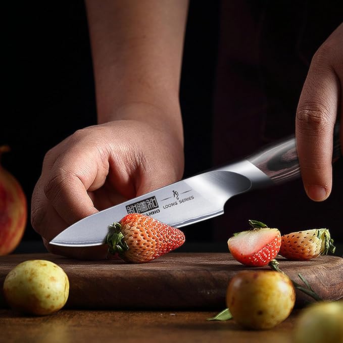 HOSHANHO 3.75 inch Paring Knife, Japanese High Carbon Stainless Steel Small Kitchen Knives, Ultra Sharp Fruit Knife with Ergonomic Pakkawood Handle - Image 7