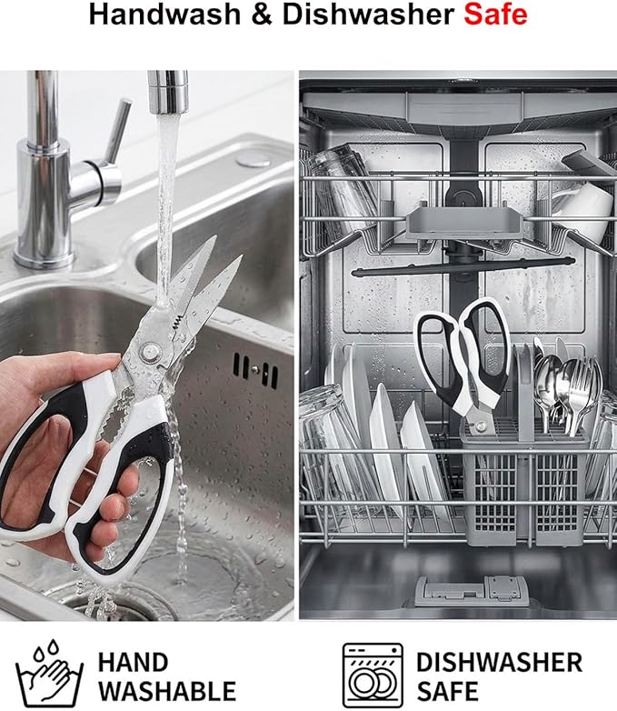 All-Purpose Kitchen Shears, Sharp Stainless Steel Kitchen Scissors with Protective Sheath, Cooking Scissors for Herbs, Bacon, Pizza, Vegetables & Food Packaging, Dishwasher Safe