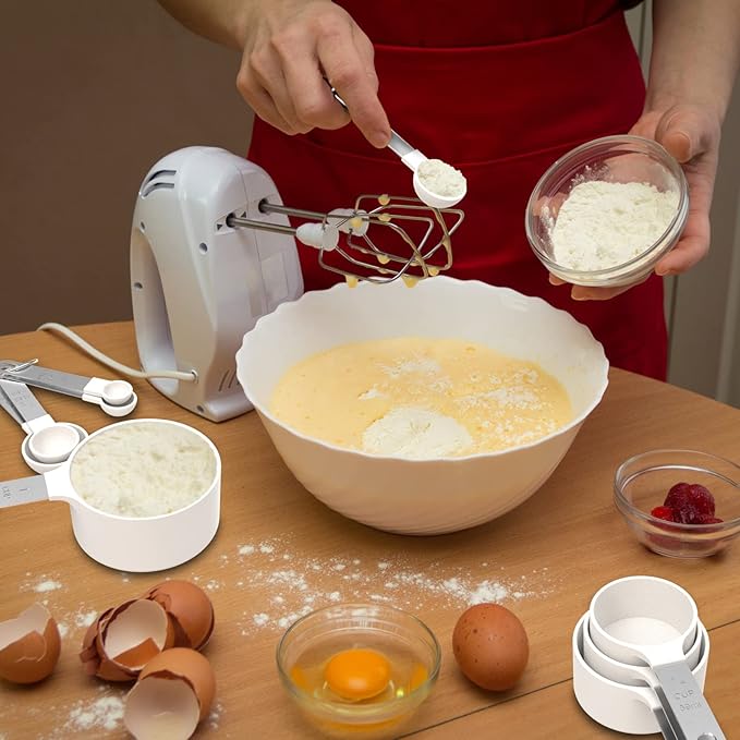 TILUCK Measuring Cups & Spoons Set, Stackable Cups and Spoons, Nesting Measure Cups with Stainless Steel Handle, Kitchen Gadgets for Cooking & Baking(white) - Image 7