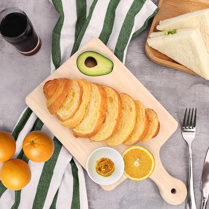 LZMS 4-Pack 13 1/2"x 7 1/2" Wood Serving Boards Set | Unfinished Wood Crafts with Handle | Wooden Cutting Boards Bulk for Charcuterie,Cheese,Meat,Bread,Vegetabes & Fruits