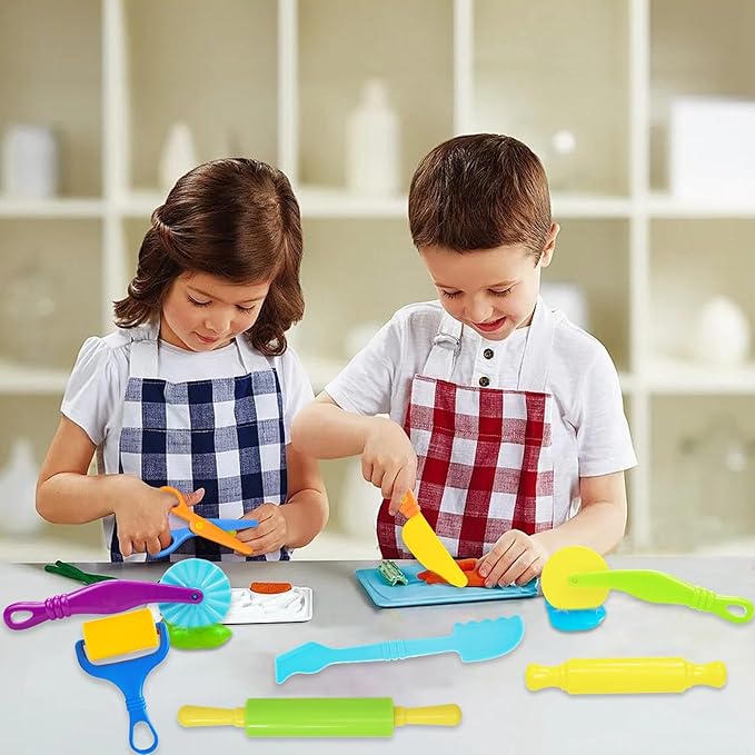 LCY WEDSHI Dough Tool Set, 9 Pcs Dough Tools Sets for Kids Ages 4-8, Dough Accessories Includes Cutters Roller, Rolling Pins, Safety Scissors, Plastic Knife, Plastic Rollers - Image 7
