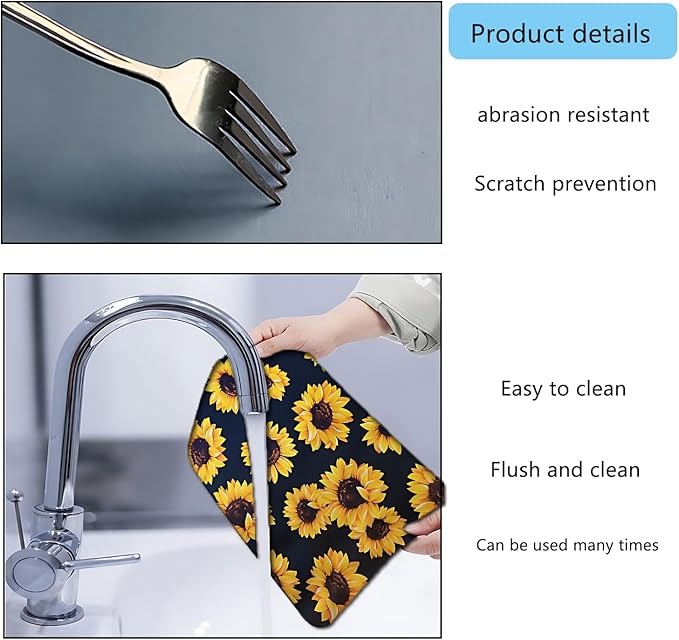 Dish Drying Mat Foldable Fall Kitchen Drying Mat Absorbent Sink Mat Multi-Purpose Coffee Pad Easy To Clean,Kitchen Gadgets,sunflower decor(sunflower) (17inches*30inches)