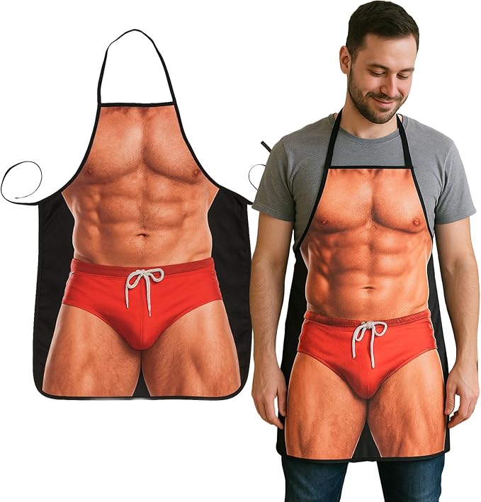 HAKSEN Funny Aprons for Men, Gag Grilling Apron for Men Women Kitchen Cooking Outdoor Party Barbecue