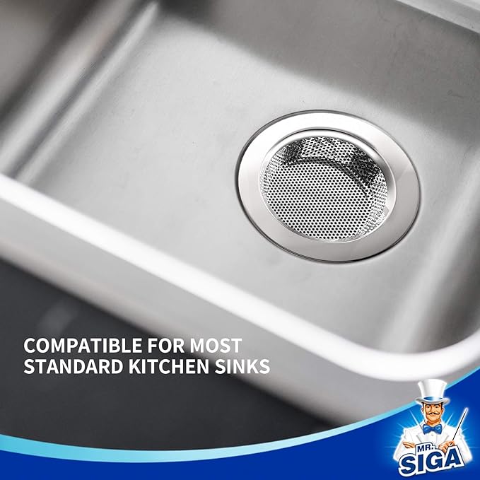 MR.SIGA Kitchen Sink Strainer, Stainless Steel Sink Drain Strainer, Dishwasher Safe, Outer Diameter 4.4 inch/11.2cm, Inner Diameter 3 inch/7.6cm, Pack of 3 - Image 8