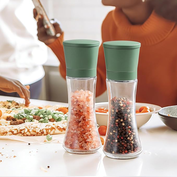 VEVOK CHEF Green Salt and Pepper Grinder Mill Set Stainless Steel Pepper Shaker Adjustable Ceramic Coarseness Salt Grinder Black Pepper Spice Grinder Mill - Image 7