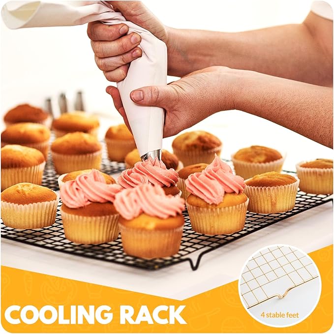 2 PCS Cooling Racks for Cooking and Baking, 14.8x10 Inches Stainless Steel Cooling Rack, Sheet Pan with Wire Rack for Baking Sheet, Bacon Rack Oven Safe Fits Jelly Roll Sheet Pan - Image 7