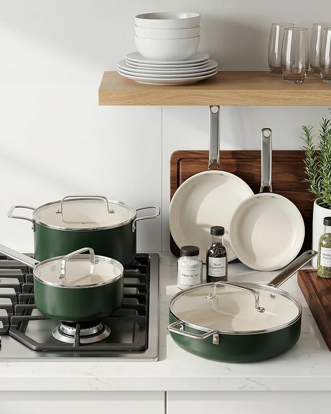 Pots and Pans Set - Nonstick Creamic Kitchen Cookware Sets Non Toxic Cookware Set With Dutch Oven, Frying Pan, Saucepan, Sauté Pan, Cooking Utensils Set, Pots and Pans for Cooking Set Gifts - Image 9
