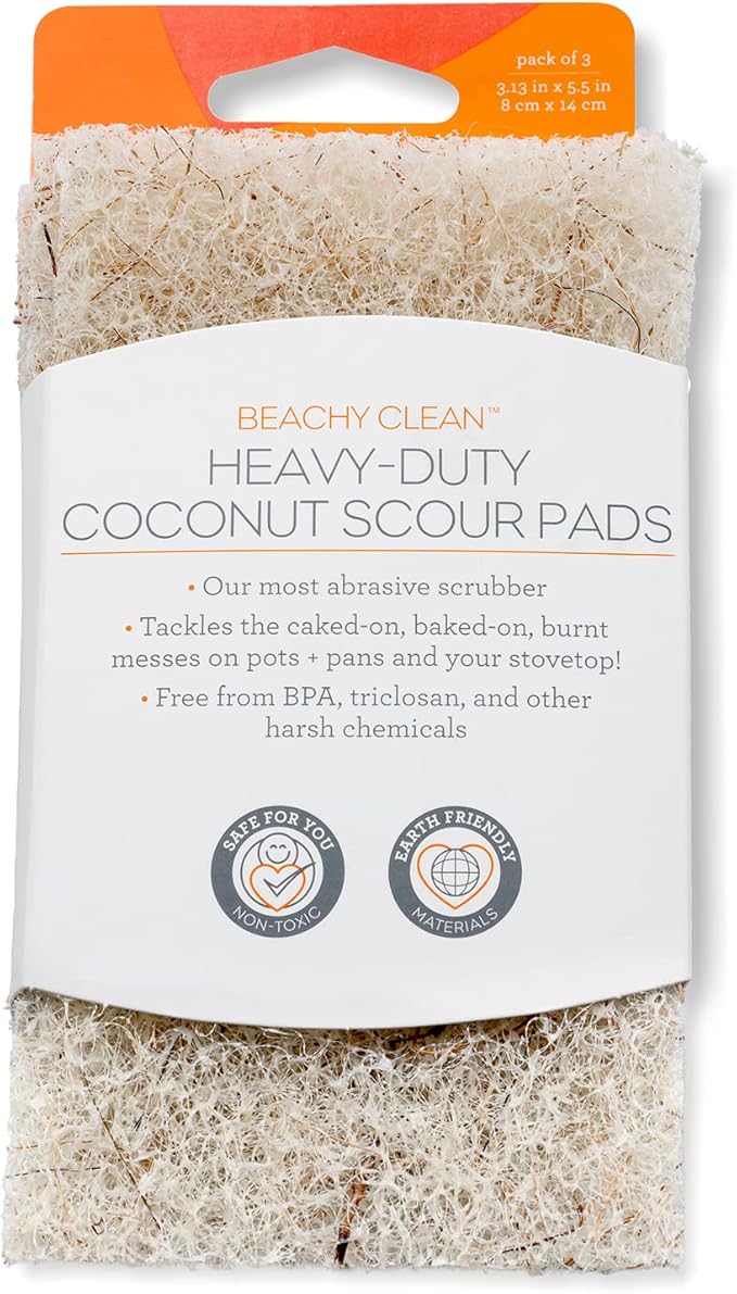 Full Circle Beachy Clean Coconut Sponge, Scour Pads, Set of 3 (Pack of 2) - Image 5