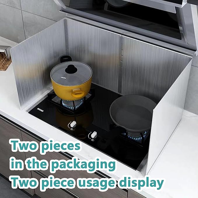 Grease Stove Splash Guard for Cooking | 2 Sided Kitchen Stove Splatter Guard Backsplash Back Splash Protector for Wall, Foldable Stainless Steel,15.7” X 15.7” X 15.7” Per Piece, 2 Pcs In Package - Image 7