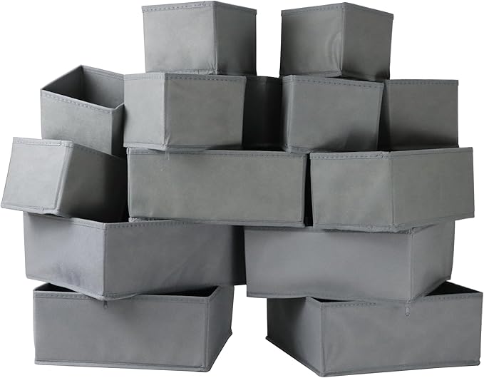 Fordonral 16 Pack Drawer Organizer Clothes, Foldable Fabric Dresser Organizer Closet Organizers and Storage Box for Underwear,Folded Clothes,Baby Clothing,Socks,Bra,Towels,Ties(Gray) - Image 7
