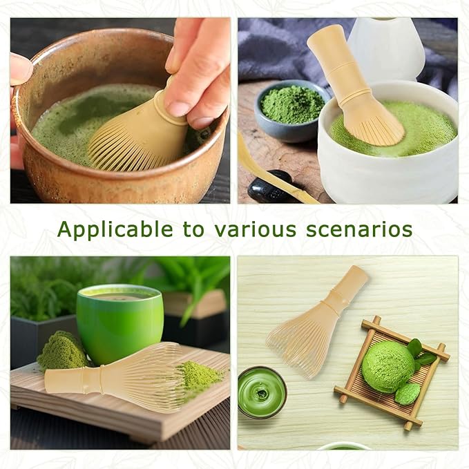 Matcha Whisk, Reusable Plastic Ceramic Matcha Whisk Easy to Clean Stirring Tool for Japanese Matcha Green Tea Ceremony (Yellow)