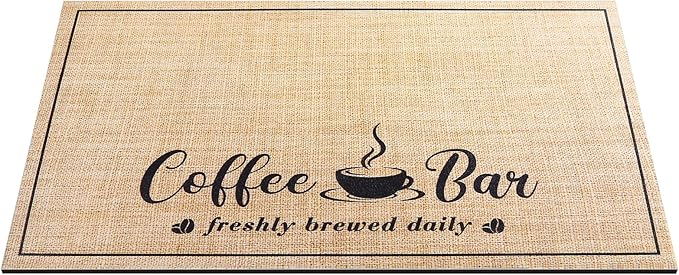 CooRug Absorbent Coffee Mat, Fashion Dish Drying Mat for Kitchen Counter Coffee Bar Accessories Espresso Machine Dish Rack 16" x 24" Beige - Image 9