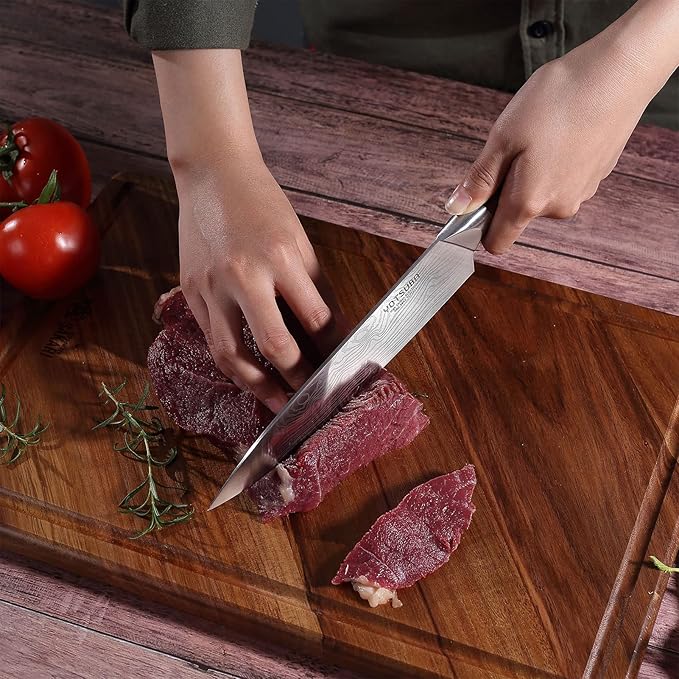 YOTSUBA 8 Inch Japanese Chef Knife, Ultra Sharp Professional Kitchen Knife, High Carbon Stainless Steel Knife with Ergonomic Wood Handle, Ideal for Home Cooking and Premium Gifting