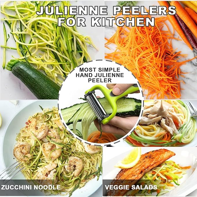 GANNK Potato Apple Vegetable Peelers for Kitchen, I and Y Peelers for Fruit Veggie Potatoes Carrot Cucumber, 3 in 1 Blade Spin Design With Julienne Function - Image 9