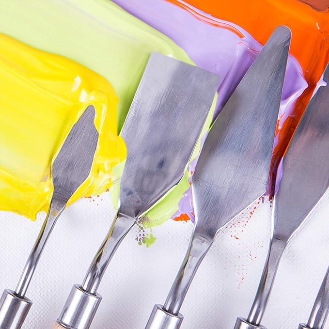 CONDA 11 Piece Stainless Steel Spatula Palette Knife Professional Palette Knife Painting Wood Handle - Image 9