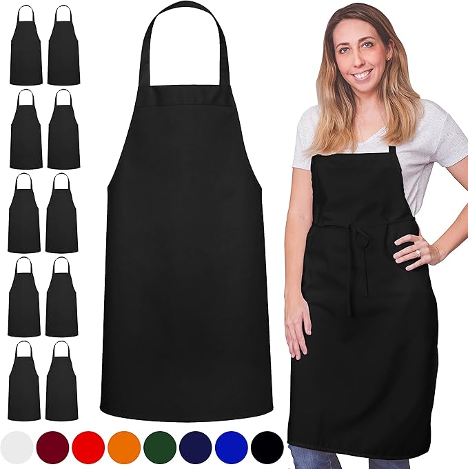 GREEN LIFESTYLE 120 Pack Bib Aprons - Unisex Machine Washable Kitchen BBQ Aprons Bulk (Pack of 120, No Pockets, Black) - Image 7