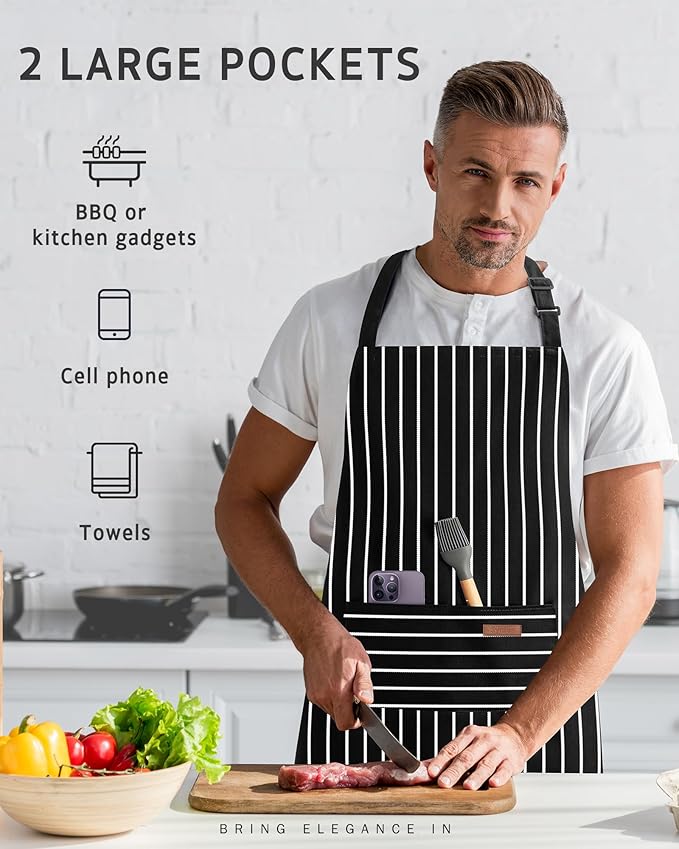 Syntus Chef Apron for Men Women Kitchen Cooking Apron with Pockets, Adjustable Bib Aprons Stain Resistant - Image 7
