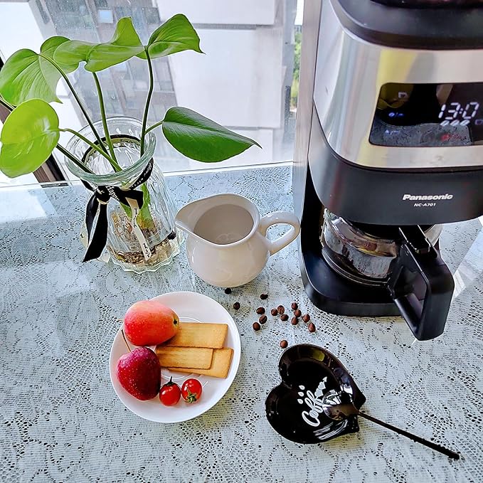 Ture Heart-shaped Ceramic Spoon Rest - Mini & Small, Holds Coffee & Teaspoons, Black - Image 7
