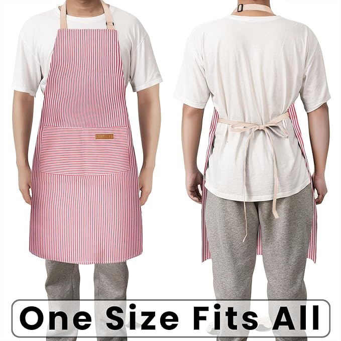 BeLuyi Adjustable Bib Apron with 2 Pockets Chef Cooking Kitchen Restaurant Aprons for Women Men - Image 6