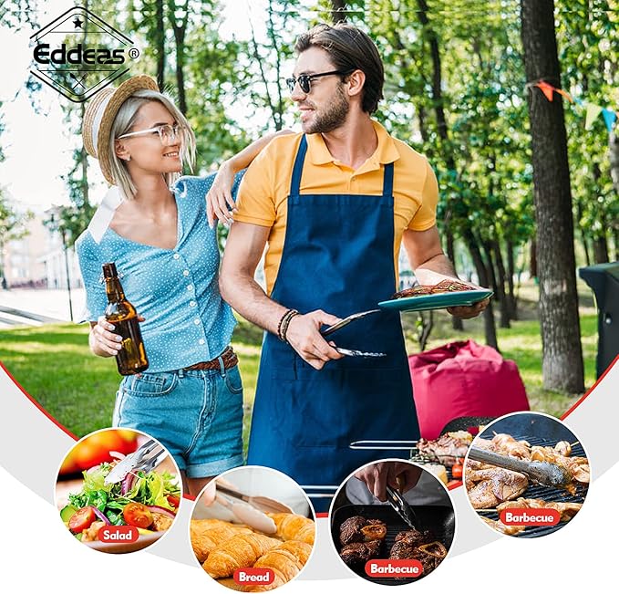 Eddeas Grill Tongs, 17 Inch Extra Long BBQ Tongs, Heat Resistant 600 Degrees Stainless Steel tongs, Kitchen Metal Locking Tongs for Cooking, Grilling, Outdoor Barbecue - Image 9