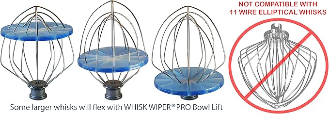 Whisk Wiper® PRO compatible with KitchenAid Bowl-Lift Stand Mixers - Mix Without The Mess - The Ultimate Stand Mixer Accessory - Only Compatible With 6-Wire Whisks (Glass Blue)