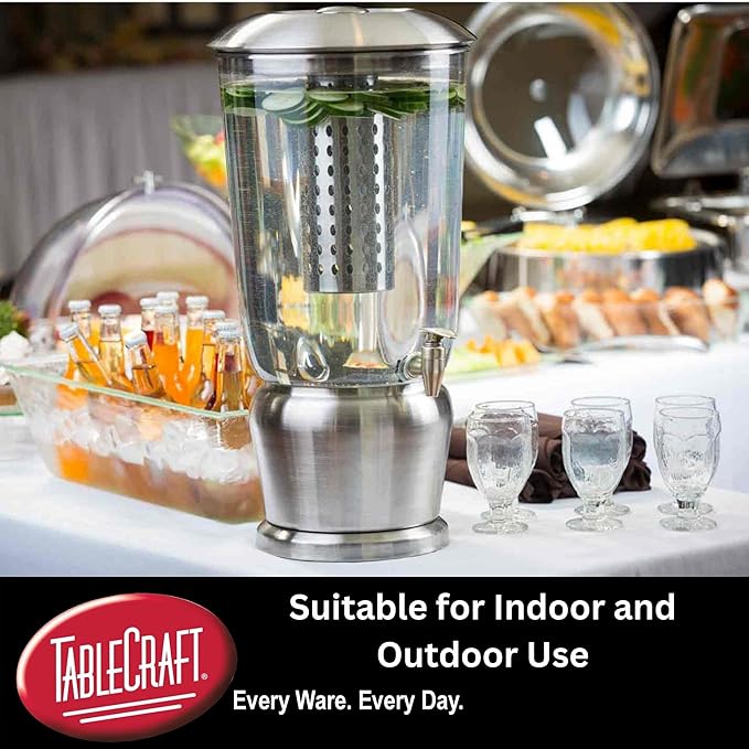 TableCraft 85 Large 5 Gallon Drink Dispenser with Fruit Infuser & Stand, BPA-Free Tritan & Stainless Steel, Ideal for Catering, Buffet, Home Use, Cold Beverage Dispenser - Image 8