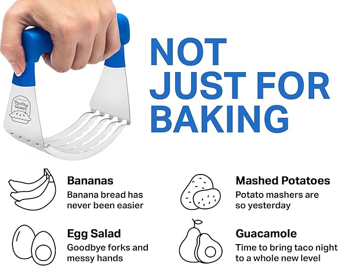 Pastry Cutter Tool - Heavy Duty Stainless Steel Pastry Blender, Comfortable Handle, Dishwasher Safe, Perfect Flaky Pie Crust & Biscuits - Blue