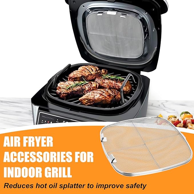 Stainless Steel Splatter Shield for Ninja Foodi AG301, Air Fryer Accessories, Air Fryer Splatter Guard Compatible with Ninja Foodi AG300, AG300C,AG301C, AG302, AG400