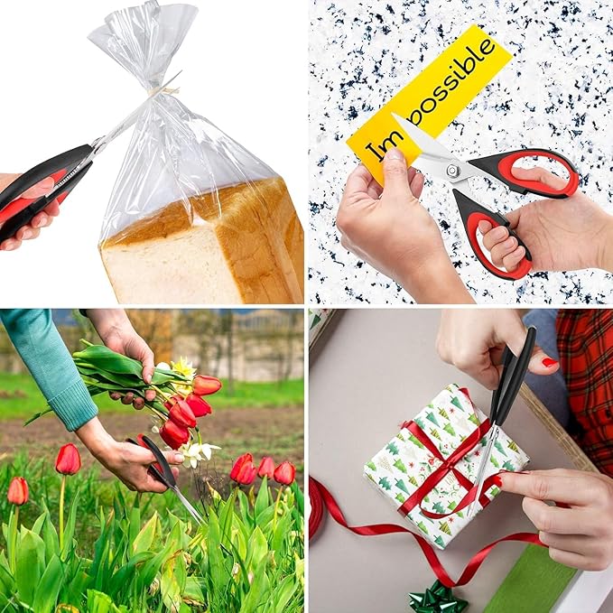 iBayam 3-Pack 8.5"Kitchen Scissors All Purpose Heavy Duty with Protective Sheath, Soft Grip Comfort Handle, Dishwasher Safe Kitchen Utensils Gadgets Set, Stainless Cooking Meat Poultry Food Shears - Image 8