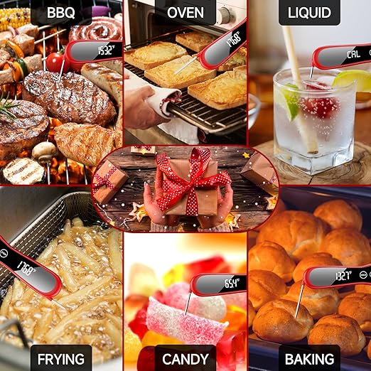 2026 Upgraded Meat Thermometer Digital-Instant Read Food Thermometer with Large LED Display, IP67 Waterproof Kitchen Thermometer with Compact Foldable Design for Cooking, Candy, Kitchen, BBQ - Image 8