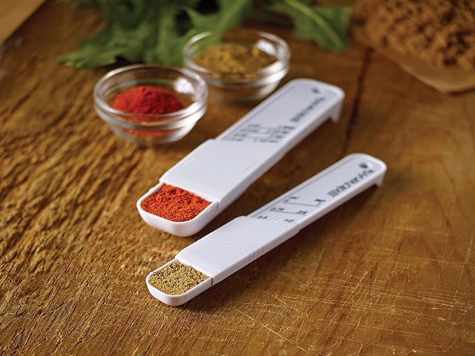 KitchenArt Adjust-A-Teaspoon And Adjust-A-Tablespoon Set, Plastic, 2-Piece, White,9 x 3.5 x 0.75 inches - Image 7