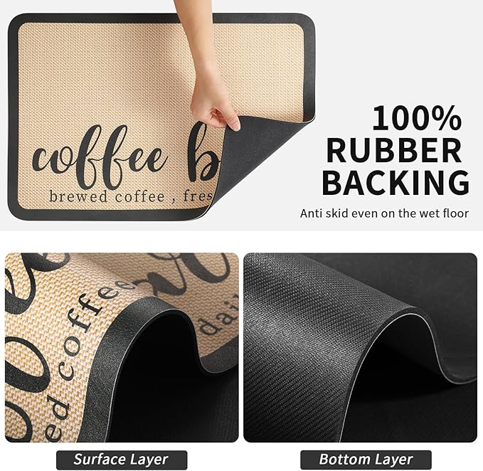 HotLive Coffee Mat - Absorbent Hide Stain Rubber Backed Dish Drying Mat for Kitchen Counter - Bar Mats for Countertops Accessories Fit Under Coffee Maker Espresso Machine - Image 6