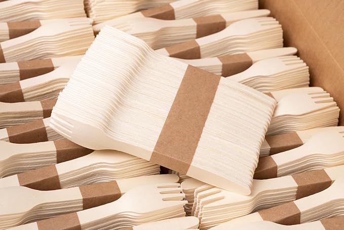 Disposable Wooden Cutlery Set - 100% Home Compostable - 2000 Forks, 6.5" Wooden Forks, Eco-Friendly, Organic, Sustainable and Carbon Neutral Certified - Image 8