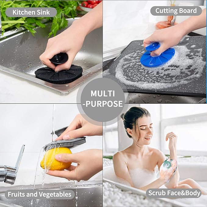 Silicone Sponge, BEAUTAIL Non-Scratch Scrub Sponges for Washing Dishes, Kitchen Fruit Vegetable Cleaning Brush, Long Lasting and Reusable Dishwashing Scrubber, Suction Up Hang Designed, 1 Pack, Gray - Image 6