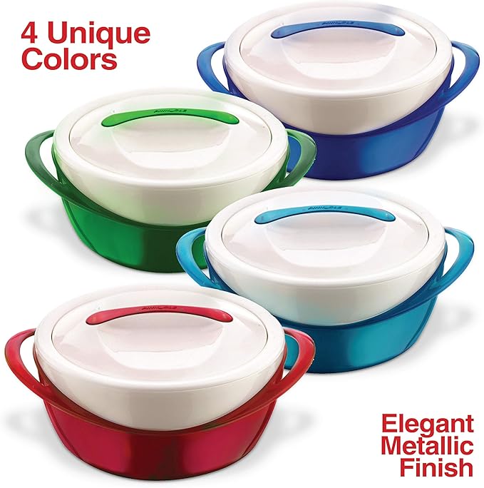 Pinnacle Large Insulated Casserole Dish with Lid 3.6 qt. Elegant Hot Pot Food Warmer/Cooler -Thermal Soup/Salad Serving Bowl Stainless Steel Hot Food Container–Best Gift Set for Moms, Holidays - Teal