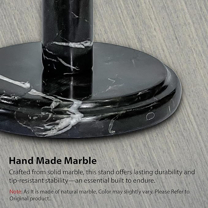 Handmade Black and Gold Marble Paper Towel Holder – Luxury Countertop Stand for Kitchen, Dining, or Bathroom – Natural Stone Decor with Golden Veining – Elegant Housewarming Gift