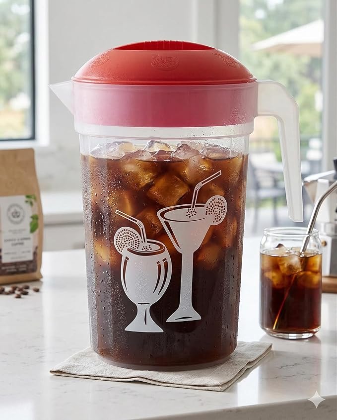 Tribello LARGE 1.3 Gallon Water Pitcher, Plastic Juice Pitcher With Lid - Dishwasher Safe, BPA Free, Colors May Vary (1.3 Gallon) - Image 9