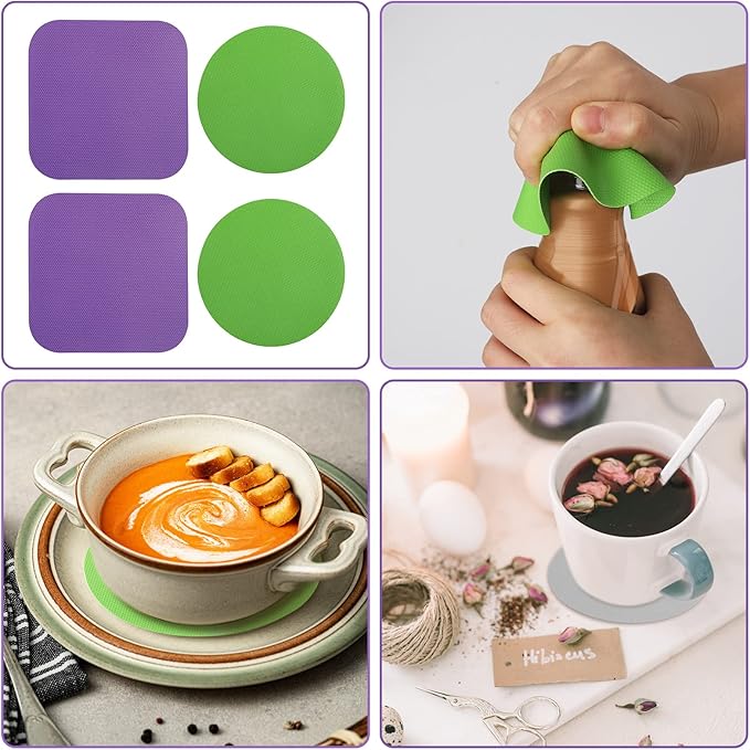 LUTER 4pcs Jar Opener, Rubber, Multi-function Silicone Bottle Opener for Seniors with Weak Hands Lid Cap Gripper Pads Kitchen Coasters Gadgets(Green, Purple) - Image 7