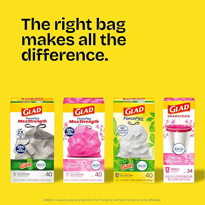 Glad ForceFlex Tall Kitchen Drawstring Trash Bags, 13 Gal, Fragrance Free, 140 Ct (Package May Vary) - Image 11