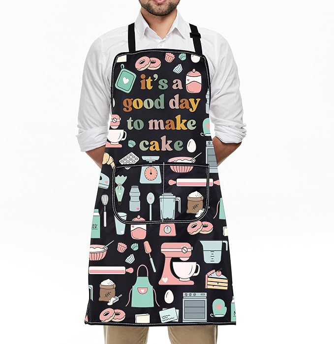 FUSTMW Cake Maker Gifts for Baker Kitchen Baking Apron with Pocket Baker Gifts for Dessert Makers Pastry Chef Apron