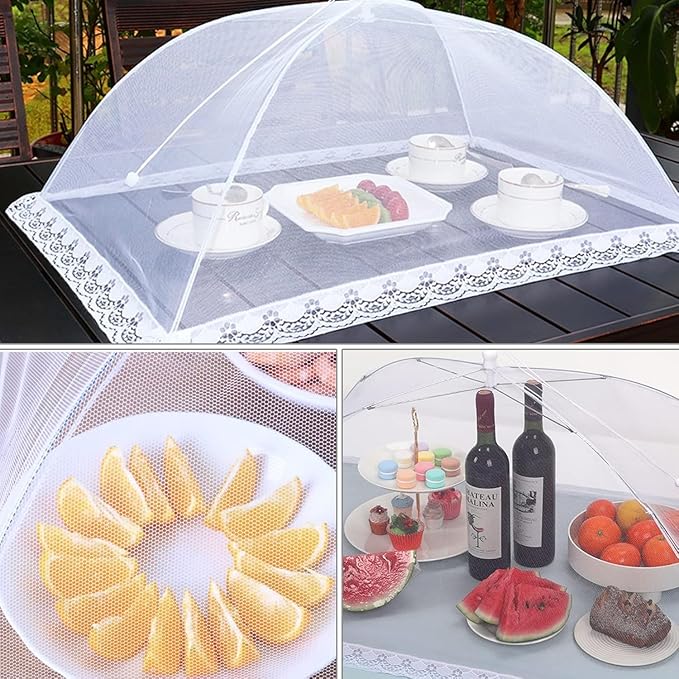 JULBEAR 2 Pcs 40x24inches Extra Large Mesh Food Cover Tent Umbrella Food Screen Covers for Outside Pop-up Mesh Collapsible Food Nets for Parties Picnics Outdoor BBQs Collapsible - Image 7