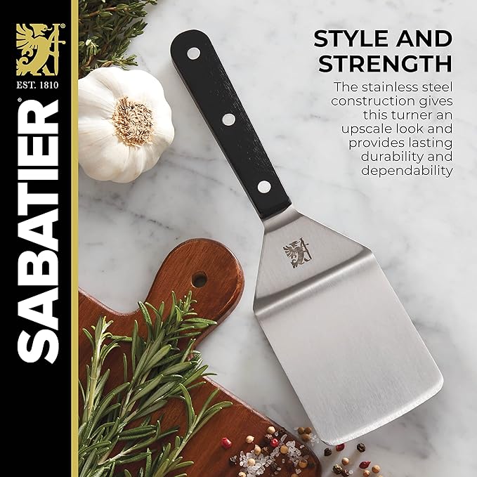 Sabatier Triple Rivet Stainless Steel Wide Turner, 9.65-Inch, Black,5154549 - Image 6