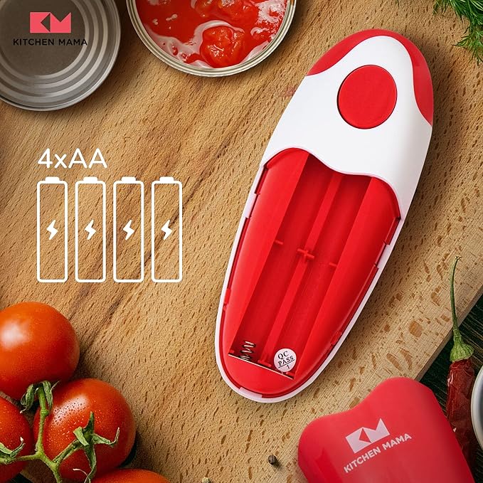 Kitchen Mama Auto 2.0 Electric Can Opener: Blade Opens Almost Any Can Pop or Soda Can - Automatic, Hands Free, Safe, Smooth Edge, Lid Remover, Battery Operated, Cordless, YES YOU CAN (Red) - Image 7