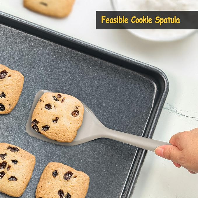Silicone Spatula Set, 600°F Heat Resistant Silicone Spatula Turner Flipper for Cooking, Non Stick and Non Scratch Kitchen Utensils for Eggs & Pancakes, 4 Pack,Khaki - Image 8