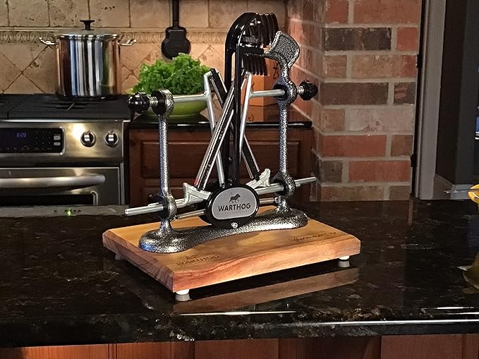 Warthog V-Sharp Elite Knife Sharpeners with Deluxe Wooden Base, Diamond Rods, Adjustable Angles, Metal Frame Construction - Image 4